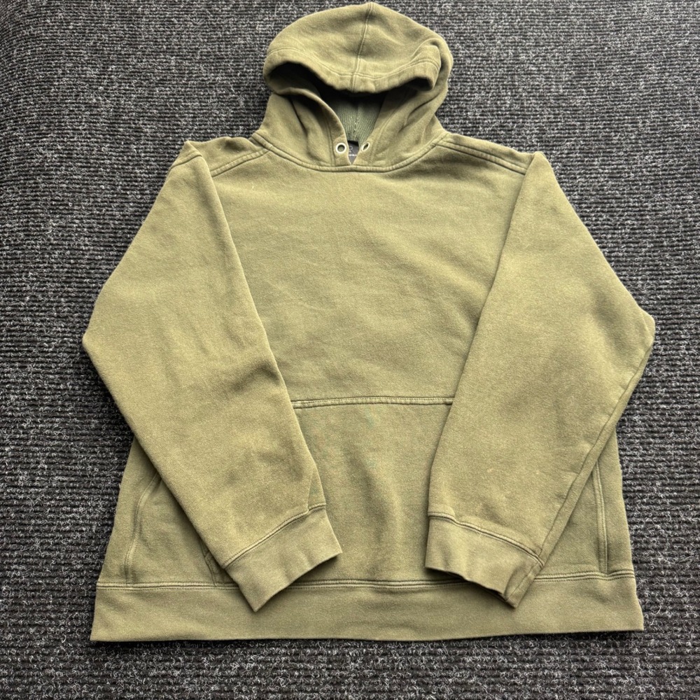 Starter Mens Hoodie Olive Green Fleece Pullover Sweatshirt Size XL Vintage Look